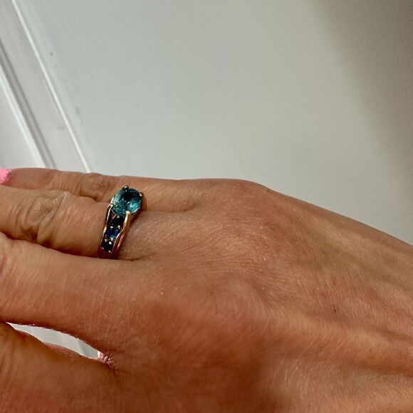 14K Yellow Gold 0.47 Carat Apatite & 1.74 Carat Oval Zircon ring - Picture 9 of 9